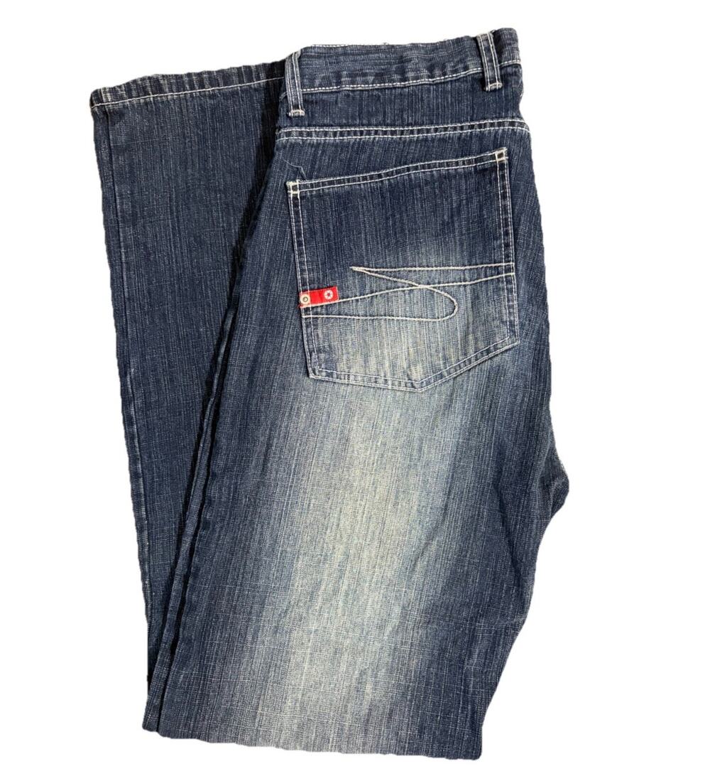 Southpole Skater Baggy RedTab Jeans Vintage Y2K Wide Leg Bootcut, Size 34/32
